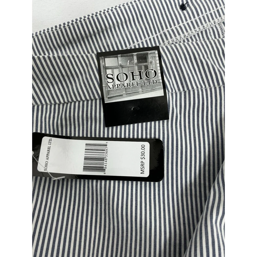 Womans SoHo Apparel Pullon Bermuda Shorts Large Blue White Stripe NWT